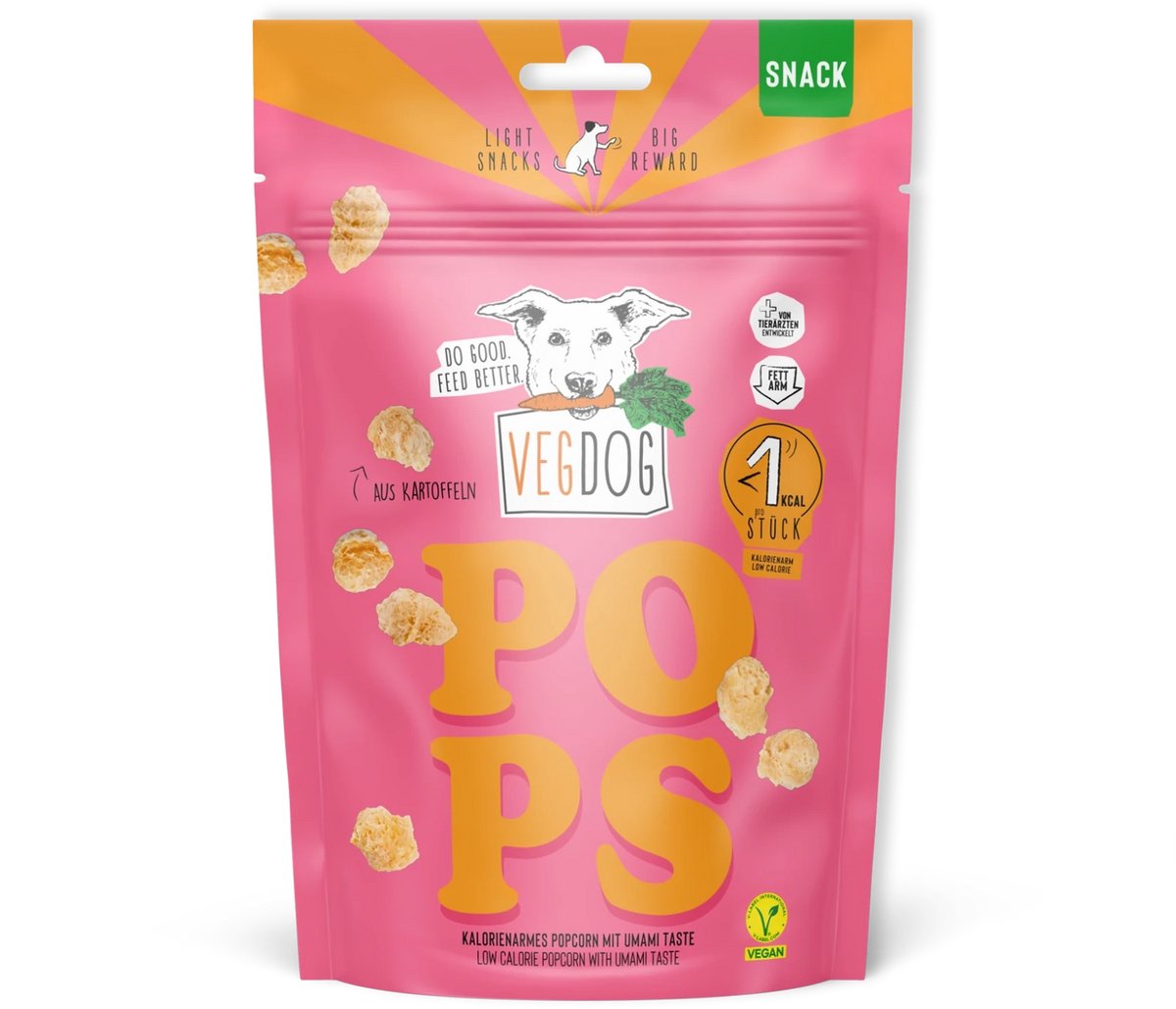 VEGDOG Pops Low Calorie Training Treats – Hondensnack – Vegan Trainingssnack – Minder dan 1 kcal per snack – Licht & krokant – 20 g
