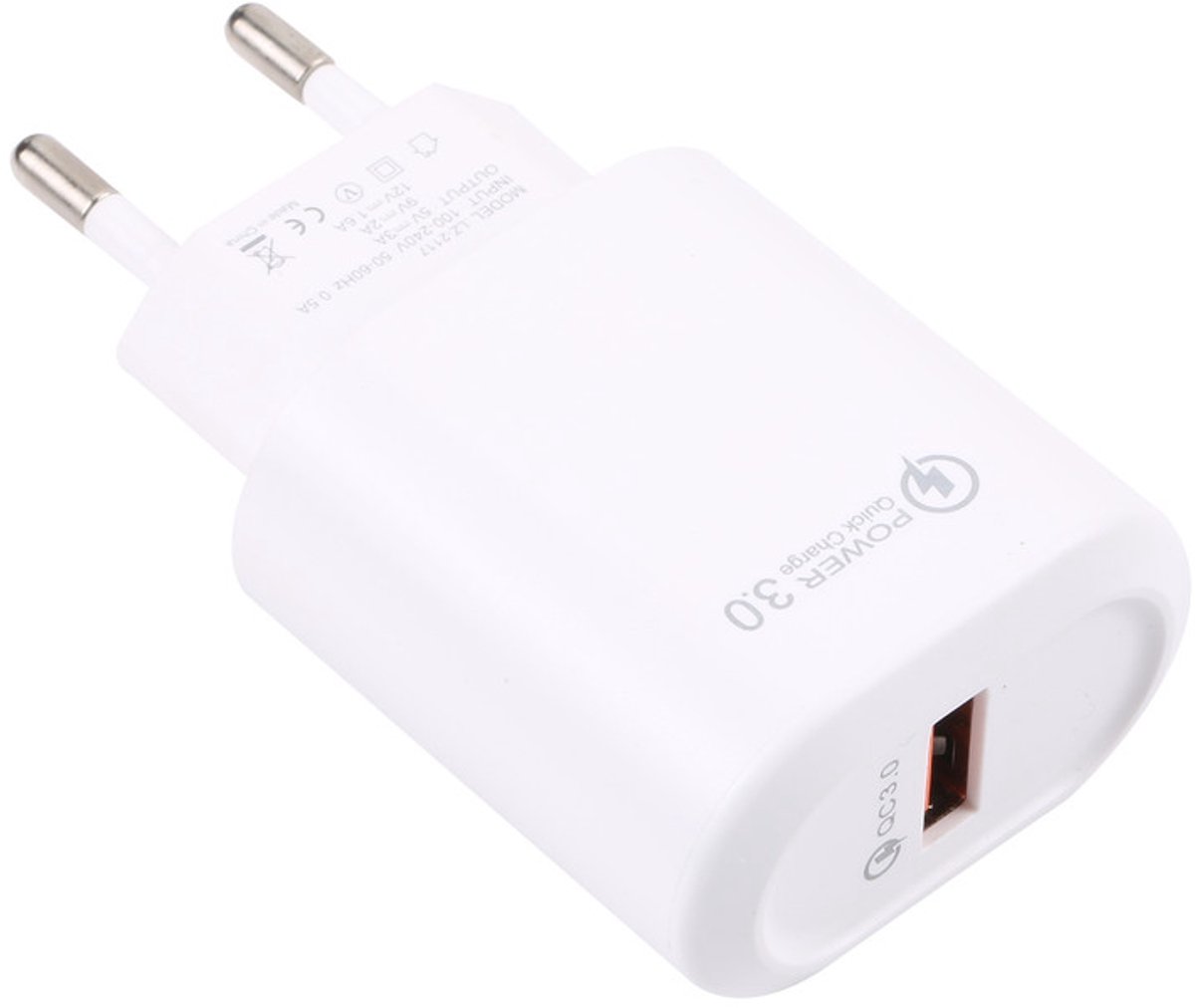 18W USB Snellader - QC 3.0 - Universeel voor Smartphone en Tablet- adapter oplader - wit