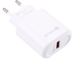 18W USB Snellader - QC 3.0 - Universeel voor Smartphone en Tablet- adapter oplader - wit