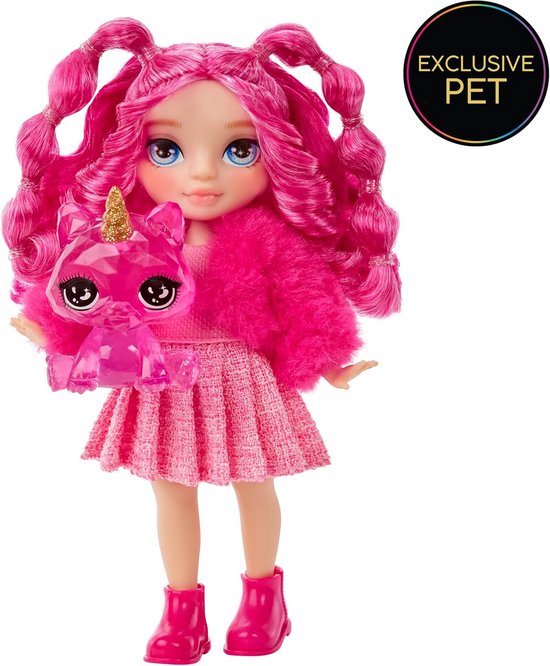 Modepop Littles - Kleine pop - Kinderen spelen - Poseerbaar met tas - 14 cm - Roze van Merkloos — afbeelding 5