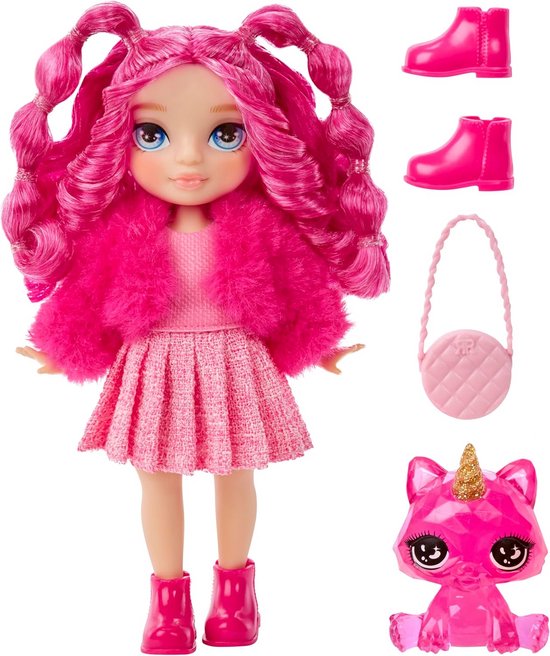 Modepop Littles - Kleine pop - Kinderen spelen - Poseerbaar met tas - 14 cm - Roze van Merkloos — afbeelding 3