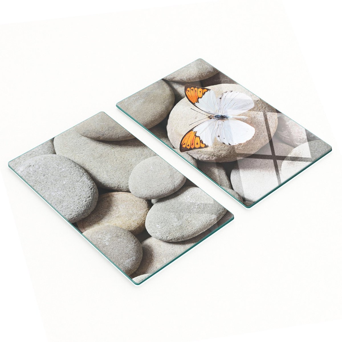Glazen snijplanken met vlinder- en steenmotief, 2x30x52 cm