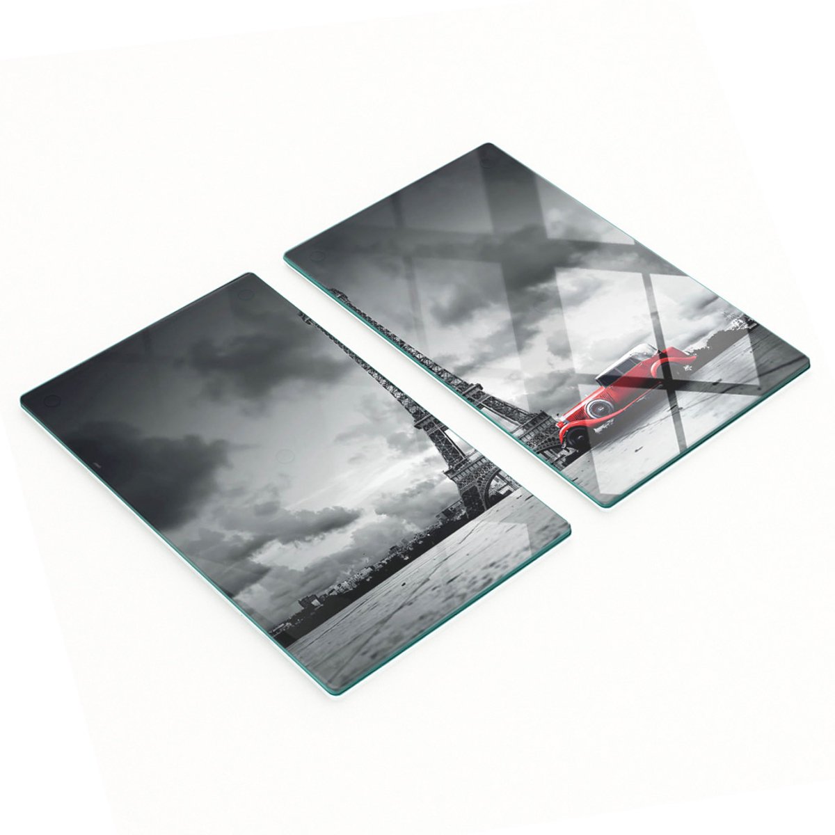 Decoratieve snijplanken van gehard glas met Eiffeltoren-motief, 2x30x52 cm