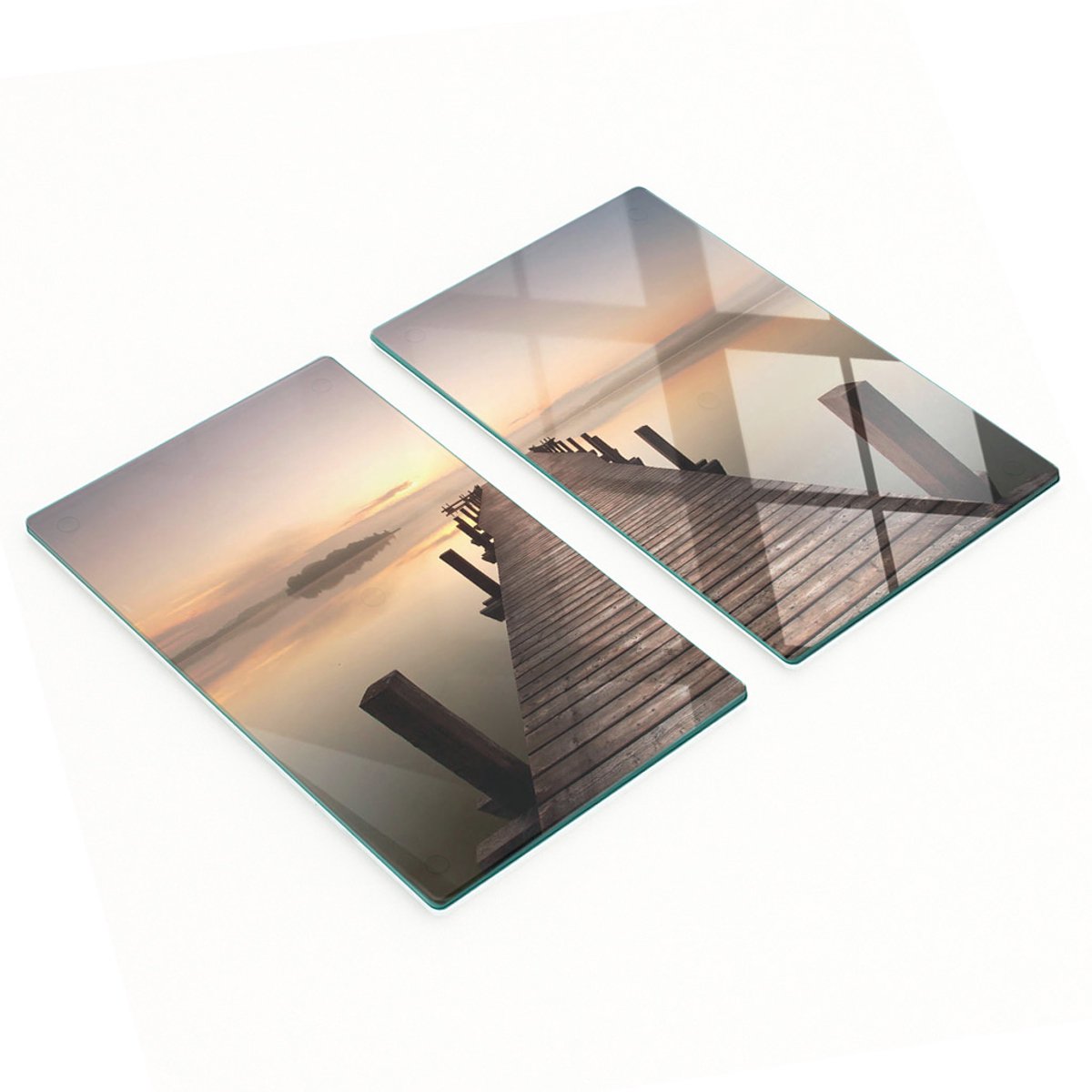 Multifunctionele decoratieve glazen keukenplanken met meermotief, pier, 2x30x52 cm