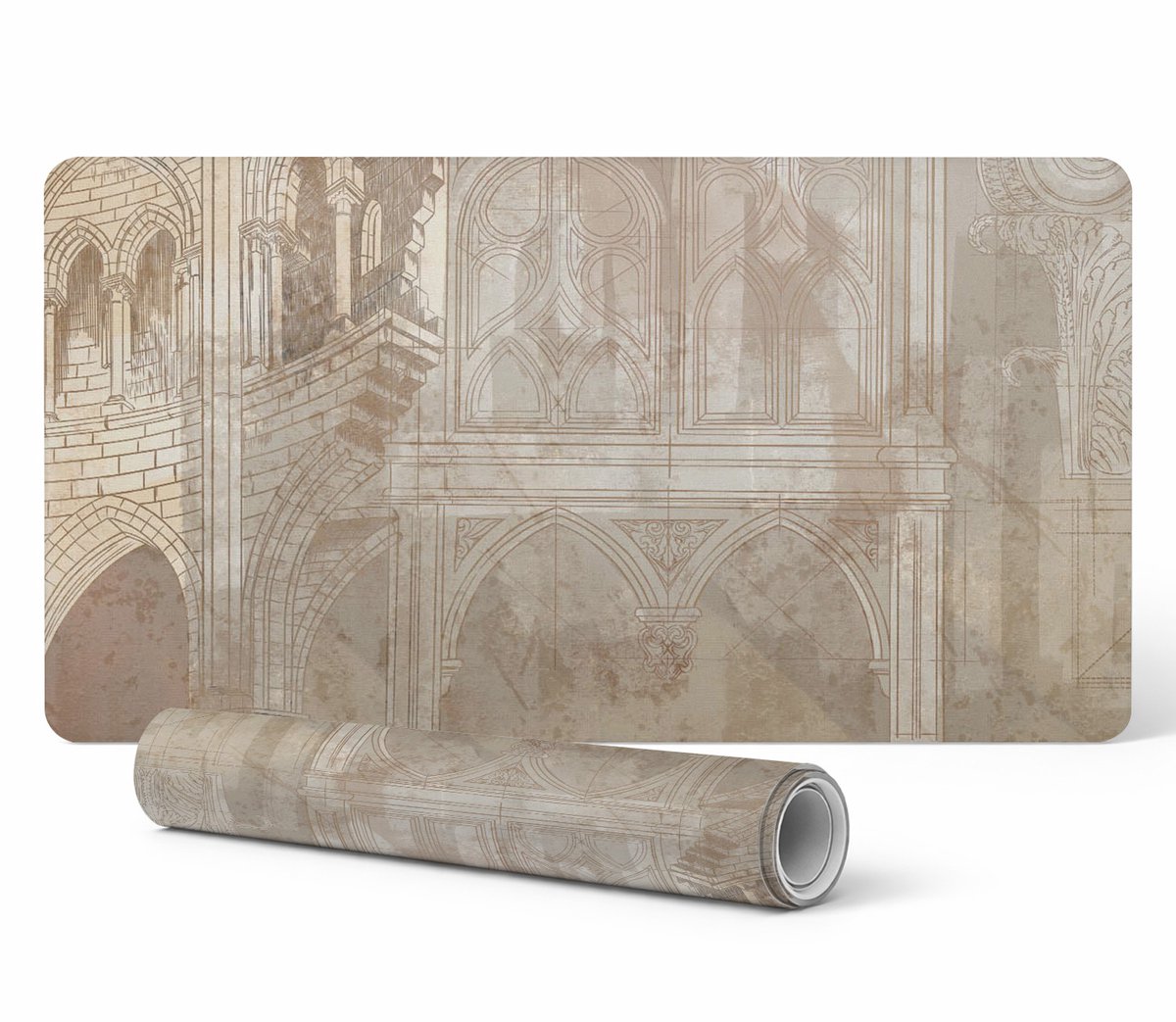 Laptopbeschermmat met gotisch architectuurdesign, 100x50 cm