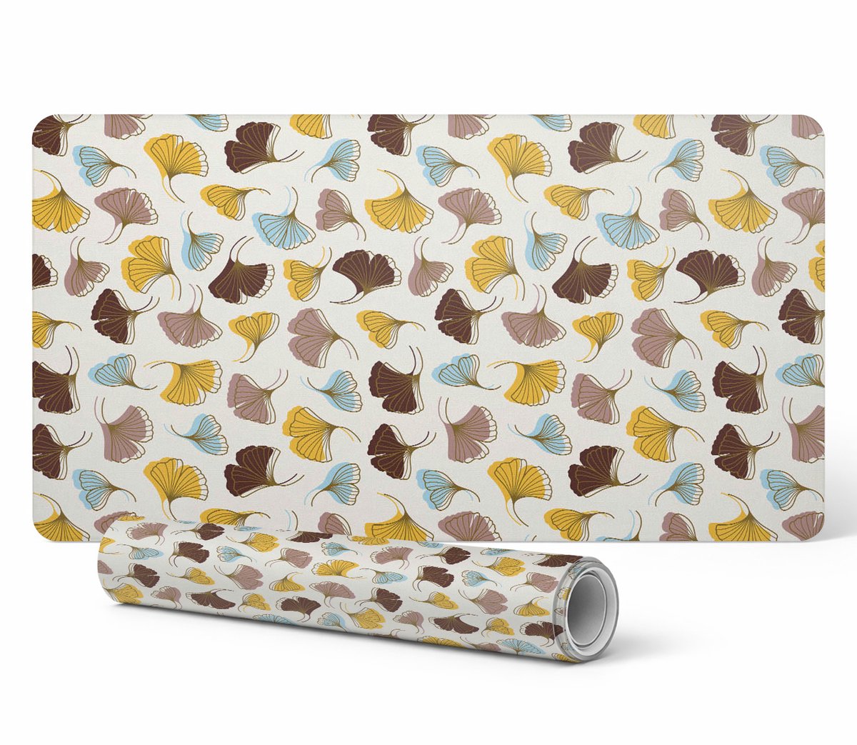 Antislip muis- en toetsenbordmat met ginkgobladmotief, 120x60 cm