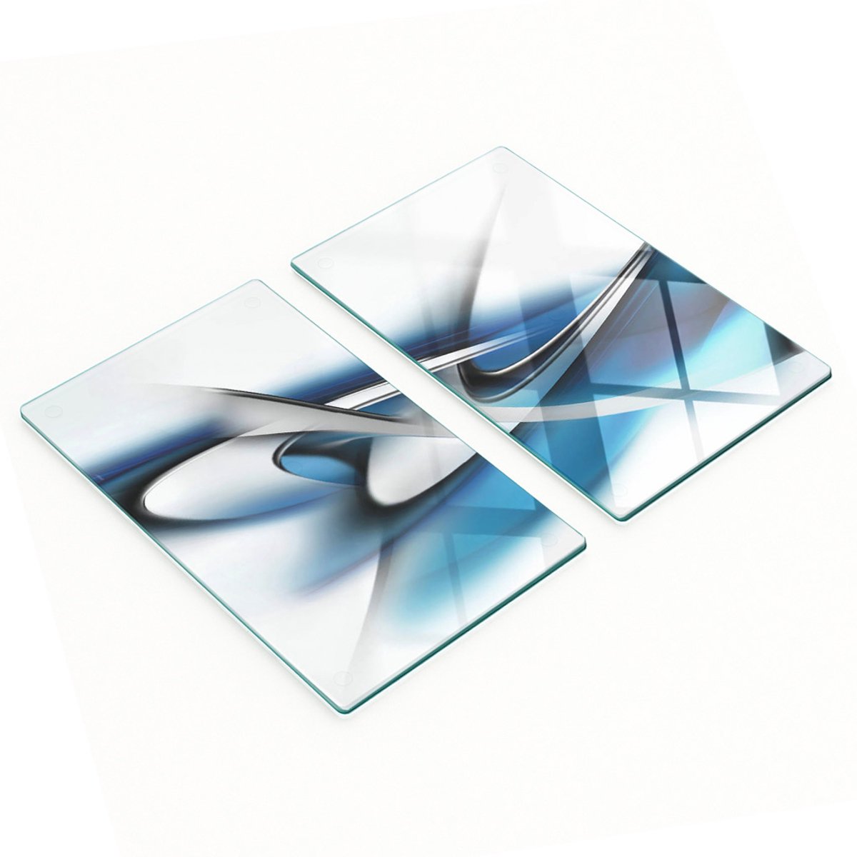 Stijlvolle en duurzame glazen borden met abstracte achtergrondprint, 2x30x52 cm