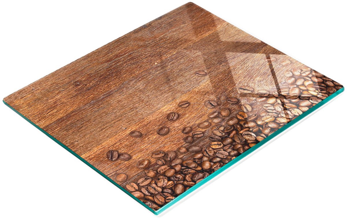 Multifunctionele decoratieve glazen keukenplank met koffiebonenmotief, 60x52 cm