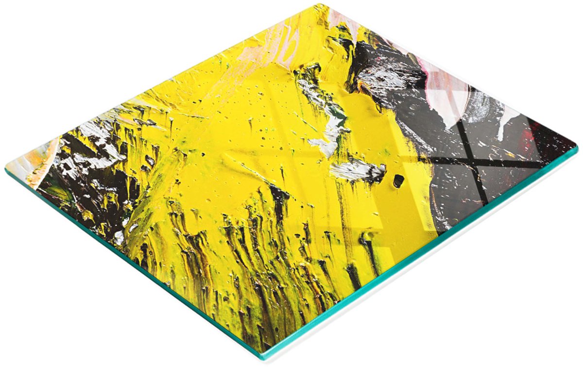 Duurzaam en stijlvol glazen bord met abstract textuurpatroon 60x52 cm