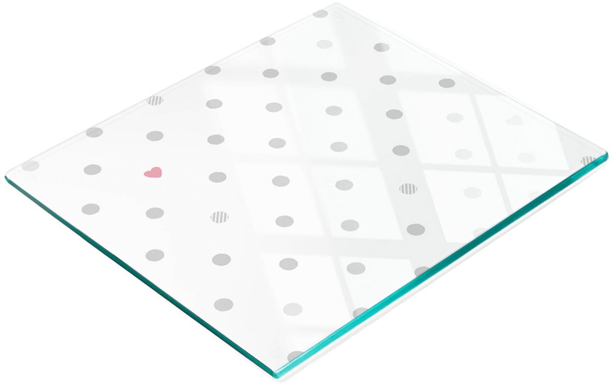Gehard multifunctioneel decoratief bord van glas met stippen en hartjes, 60x52 cm