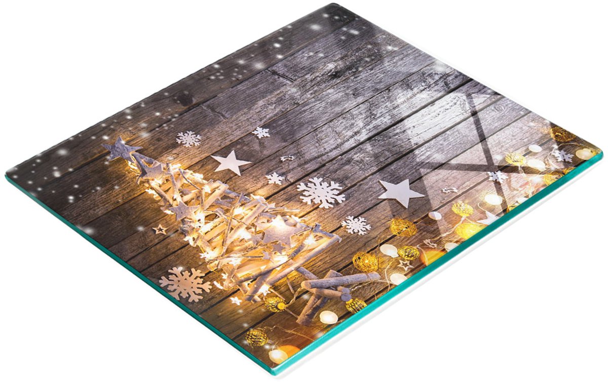 Decoratieve snijplank van gehard glas in kerstboomvorm, 60x52 cm