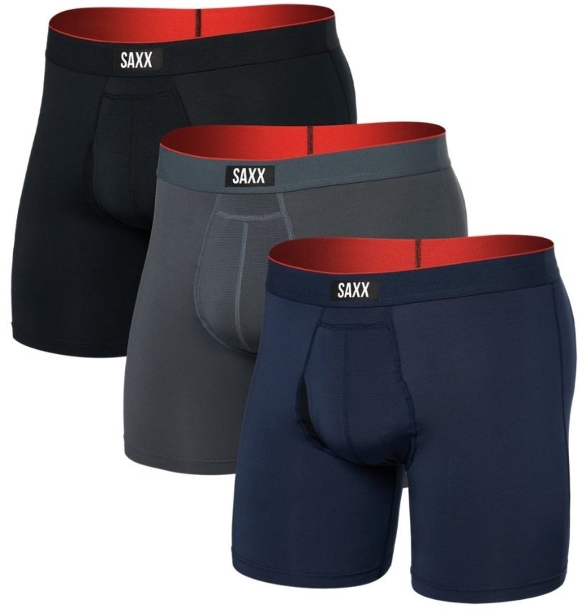 SAXX Boxershorts - Heren Sport Ondergoed - Multi-Sport Mesh - BallPark Pouch® - 3-pack -Turbulence / Navy / Zwart - Maat M