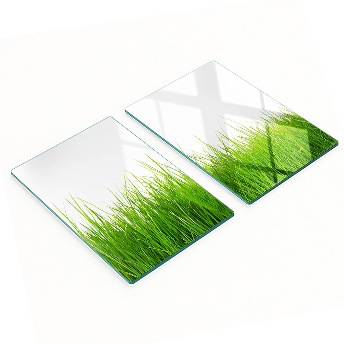 Set van gehard glazen keukenplanken met graspatroon 2x40x52 cm