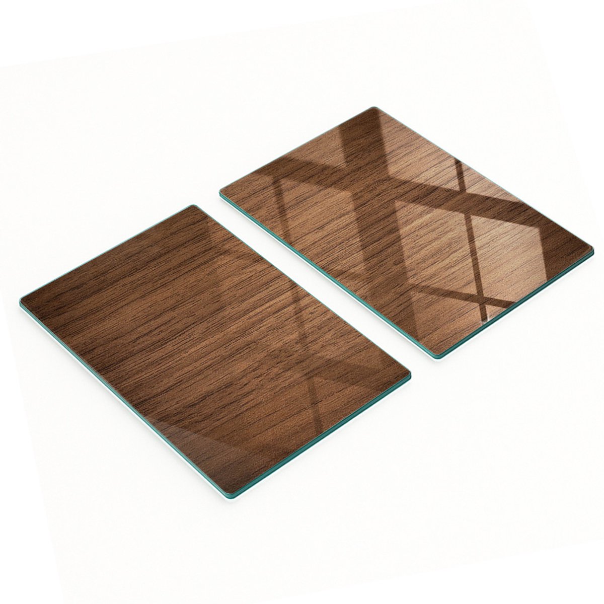 Keukenplanken van gehard glas met afbeeldingen, 2 stuks, hout, 2x40x52 cm
