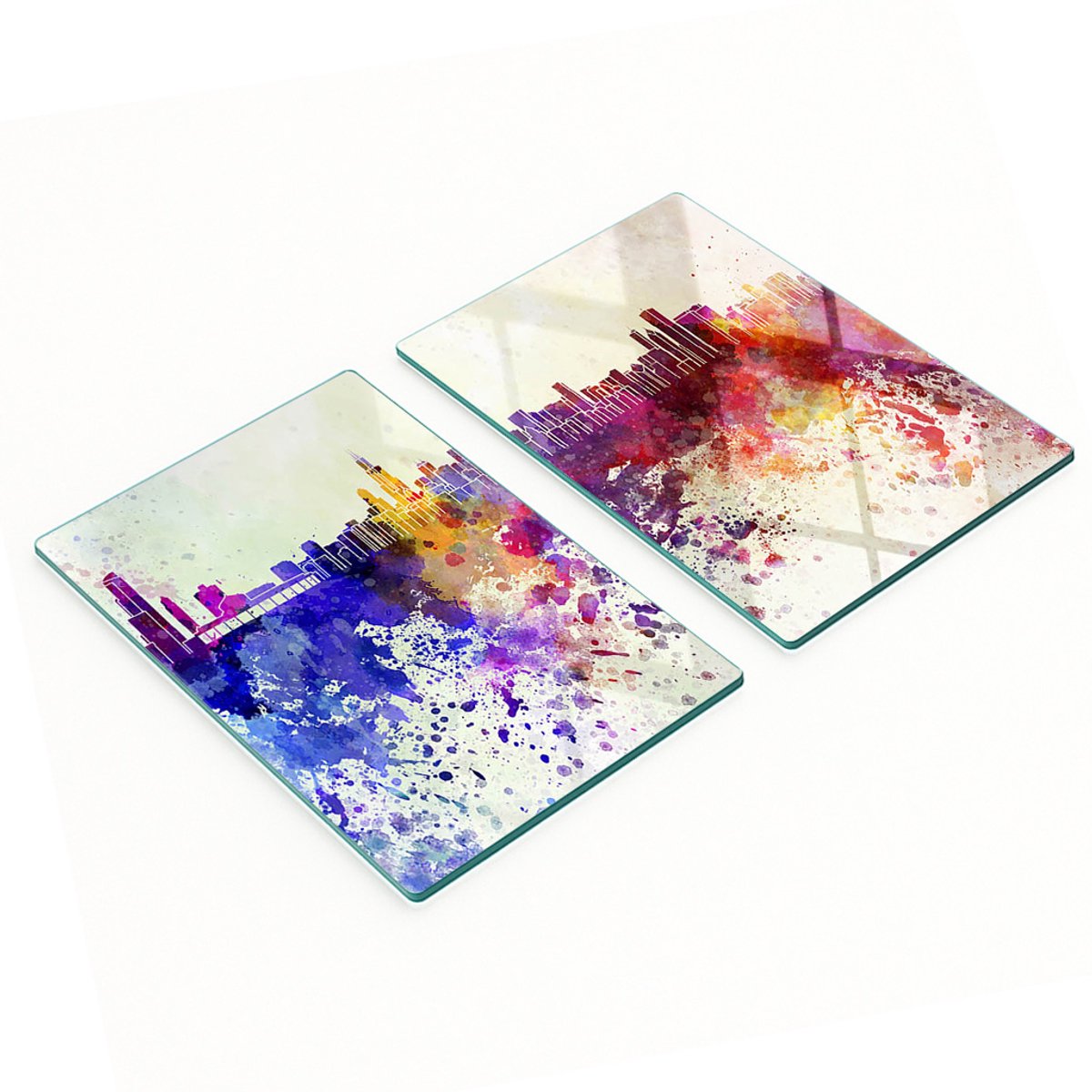 Multifunctionele decoratieve glazen borden met Chicago-print, 2x40x52 cm