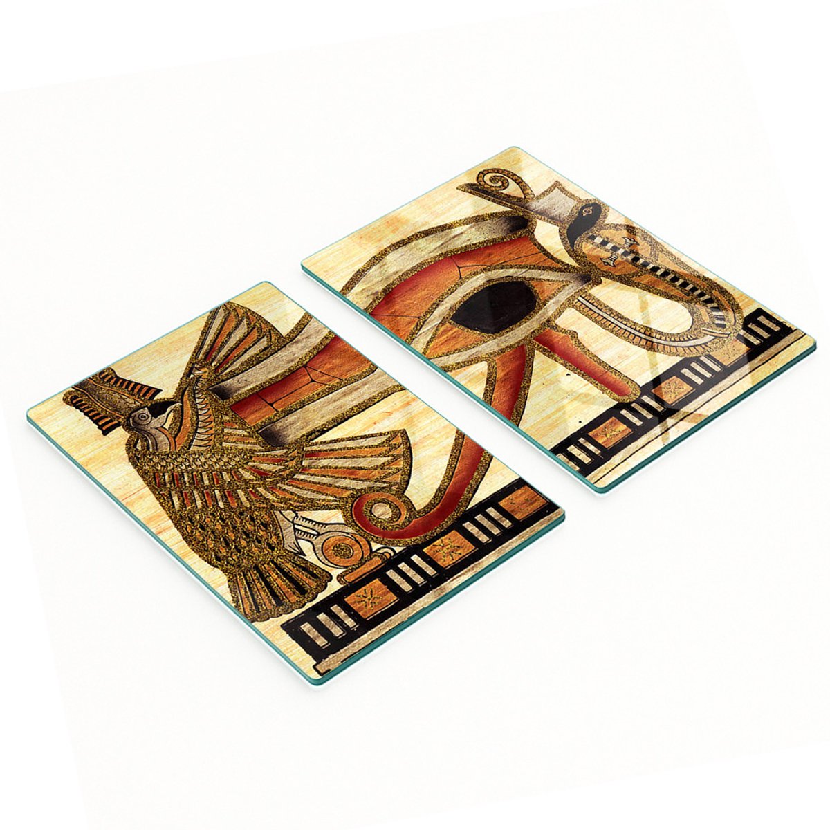 Decoratieve glazen snij- en serveerplanken met Egyptisch oogmotief, 2x40x52 cm