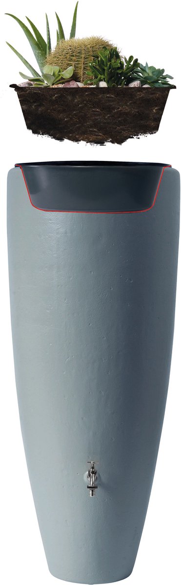 Garantia 2in1 waterreservoir 300 liter zinkgrijs incl. plantschaal