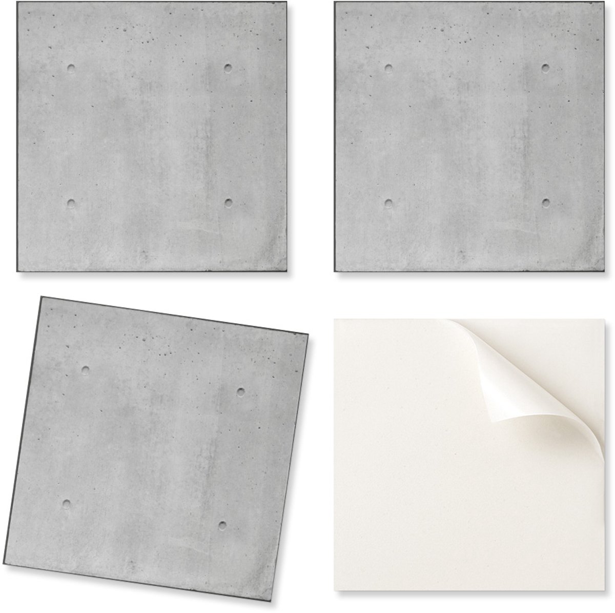 Vinyl decoratie met print voor installatie zonder gereedschap, ruwe betontextuur, 20x20x20 cm
