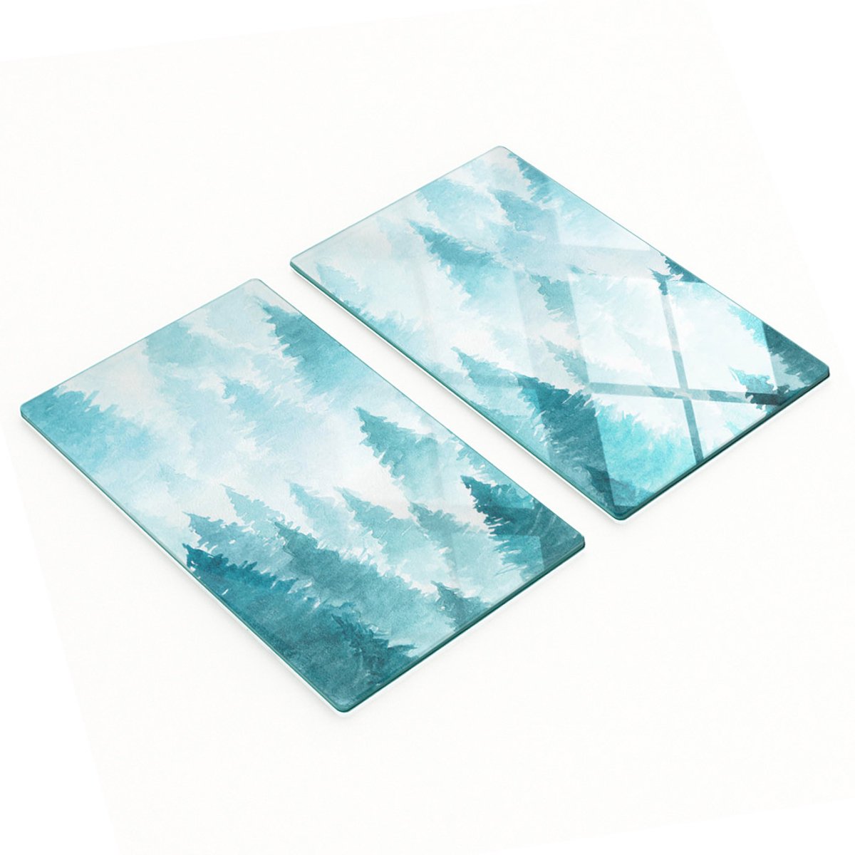 Set van gehard glazen snijplanken met bosmotief, 2x30x52 cm