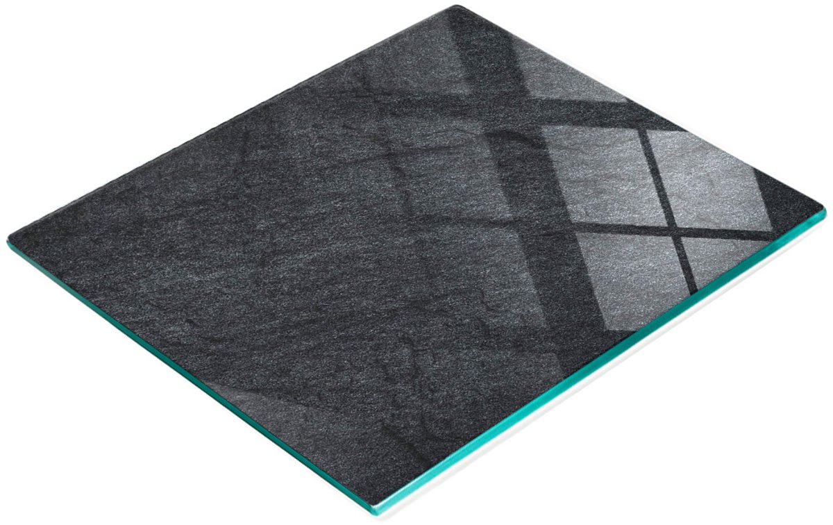 Glazen snijplank met decoratieve afbeeldingen, grijs leisteen, 60x52 cm