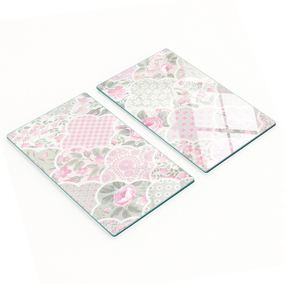 Multifunctionele decoratieve glazen keukenplanken met rozen en ornamenten, 2x30x52 cm