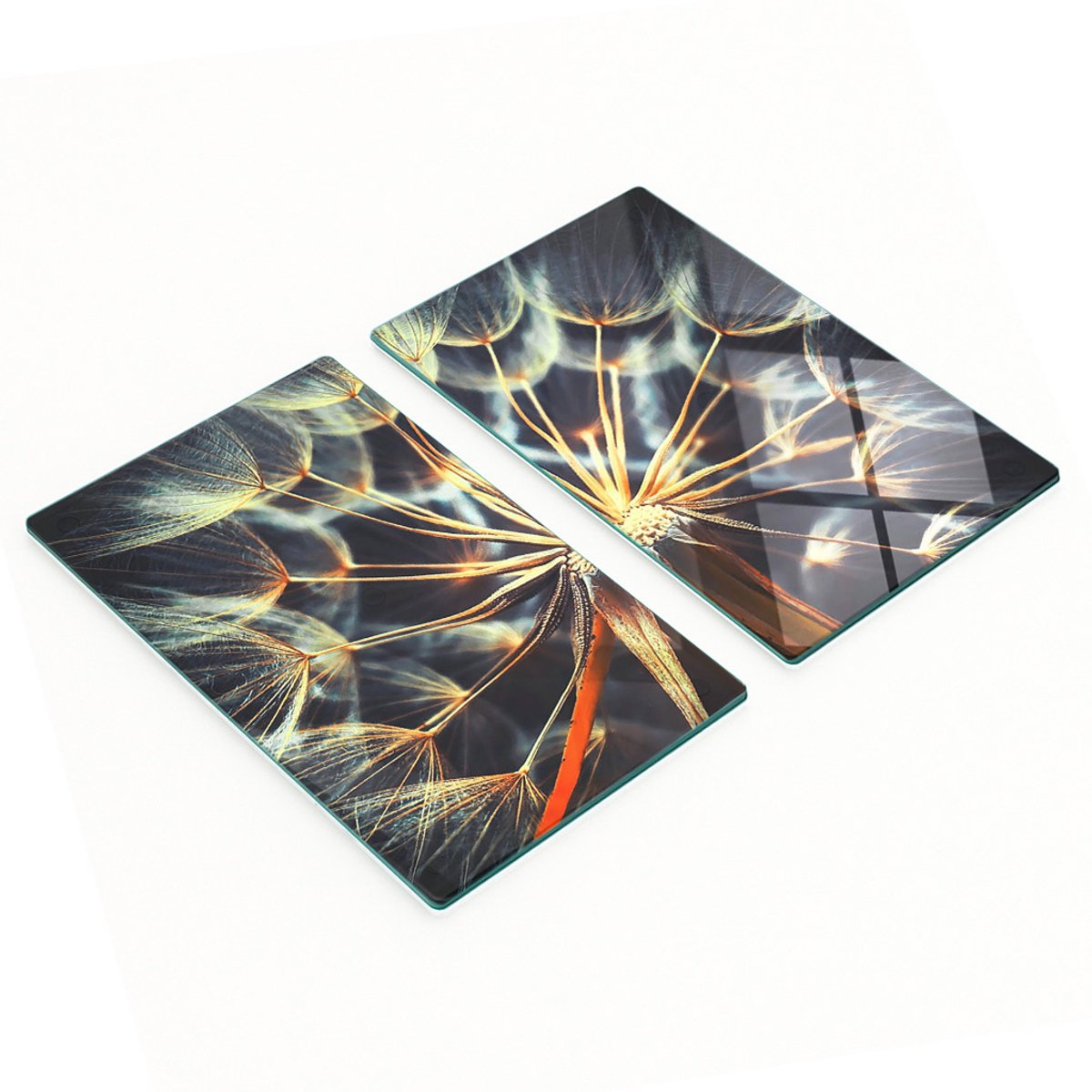 Multifunctionele decoratieve glazen keukenplanken met paardenbloemmotief, 2x30x52 cm