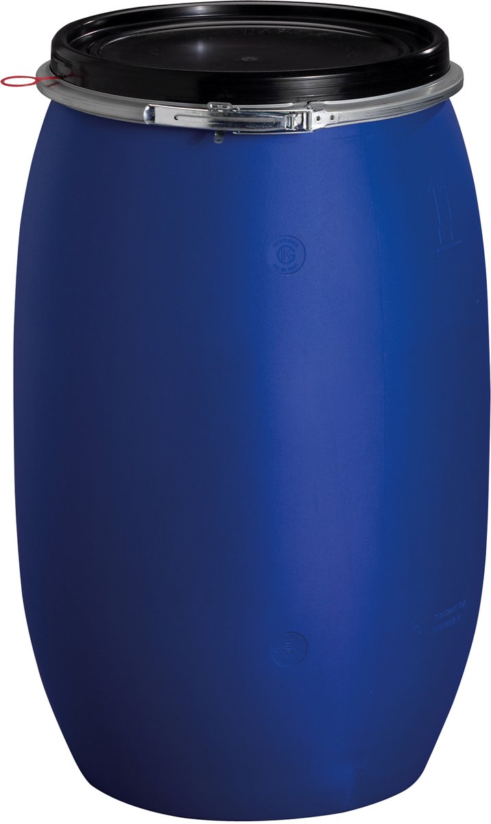 GRAF kunststof wijdmond vat 220 L blauw voedselveilig met UN-markering