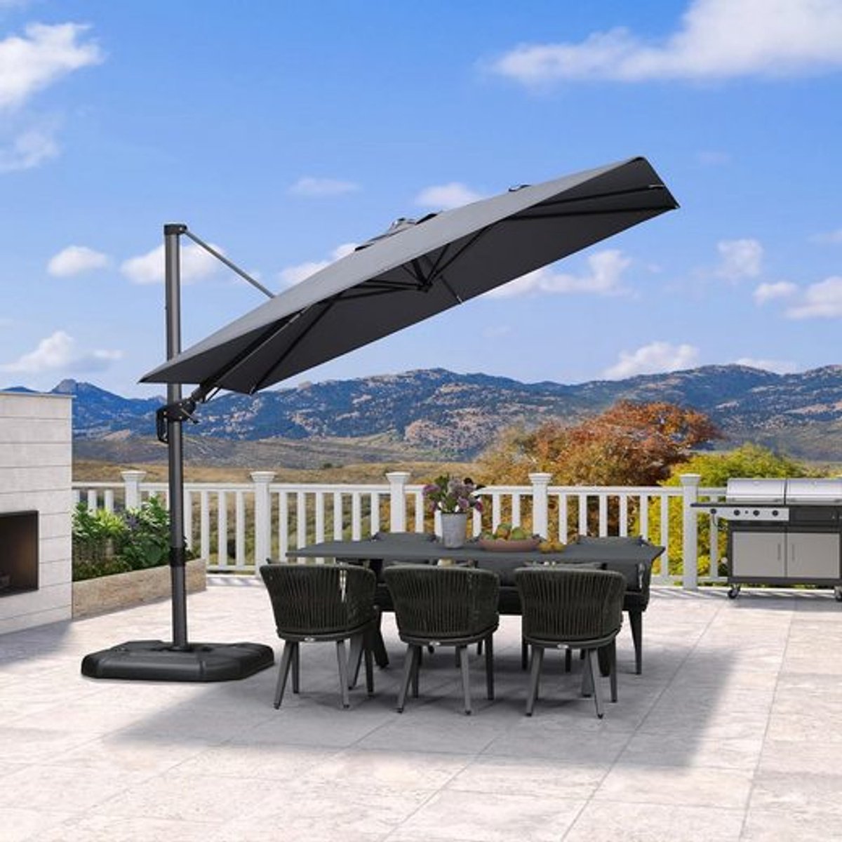 Purple Leaf Parasol déporté 300x300 cm - Gris