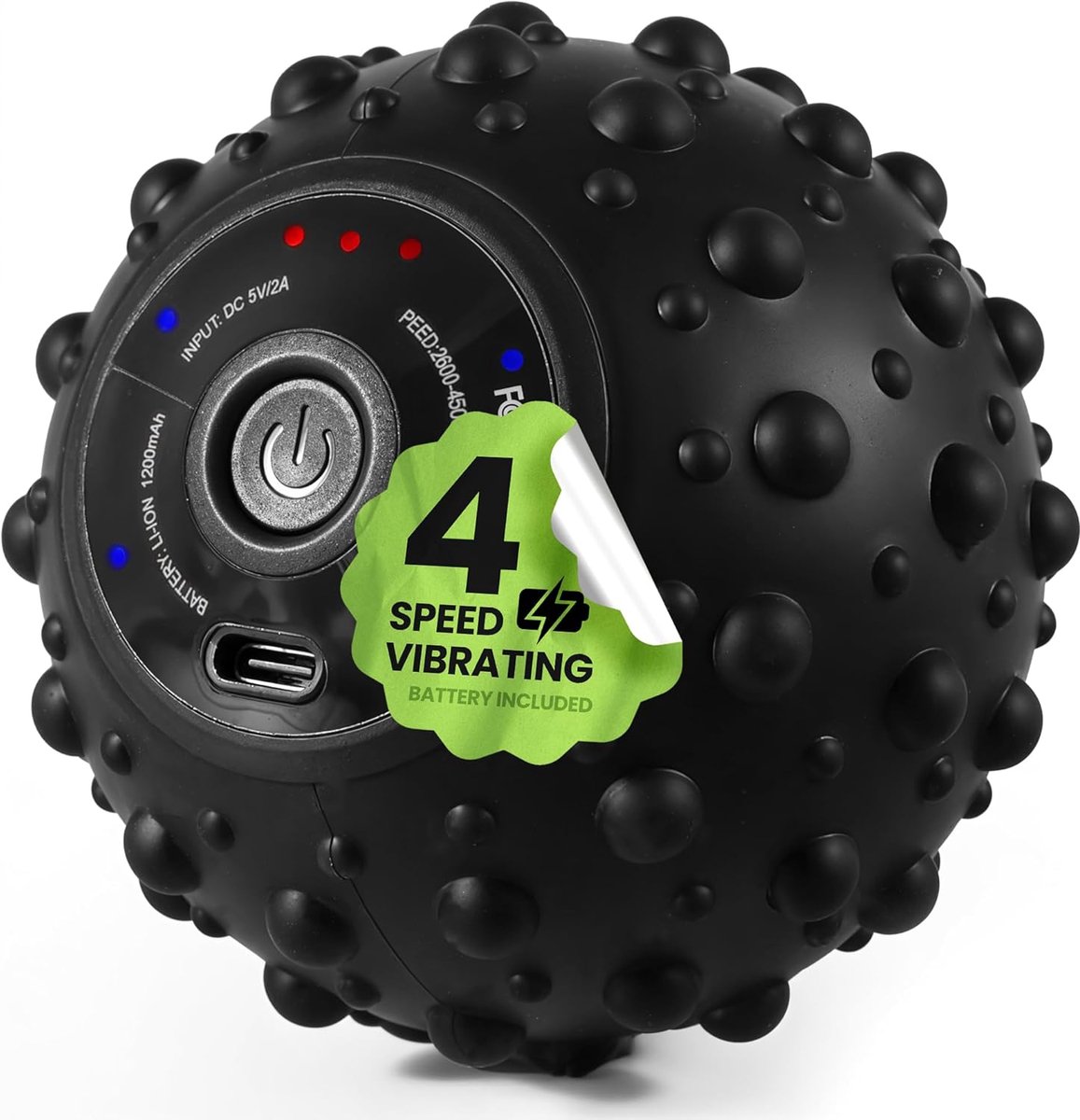 Vibrerende Massage Bal - Ronde Rol Massager - Deep Tissue Therapie - 4 Snelheden Pulsatie - 9.5 cm Diameter