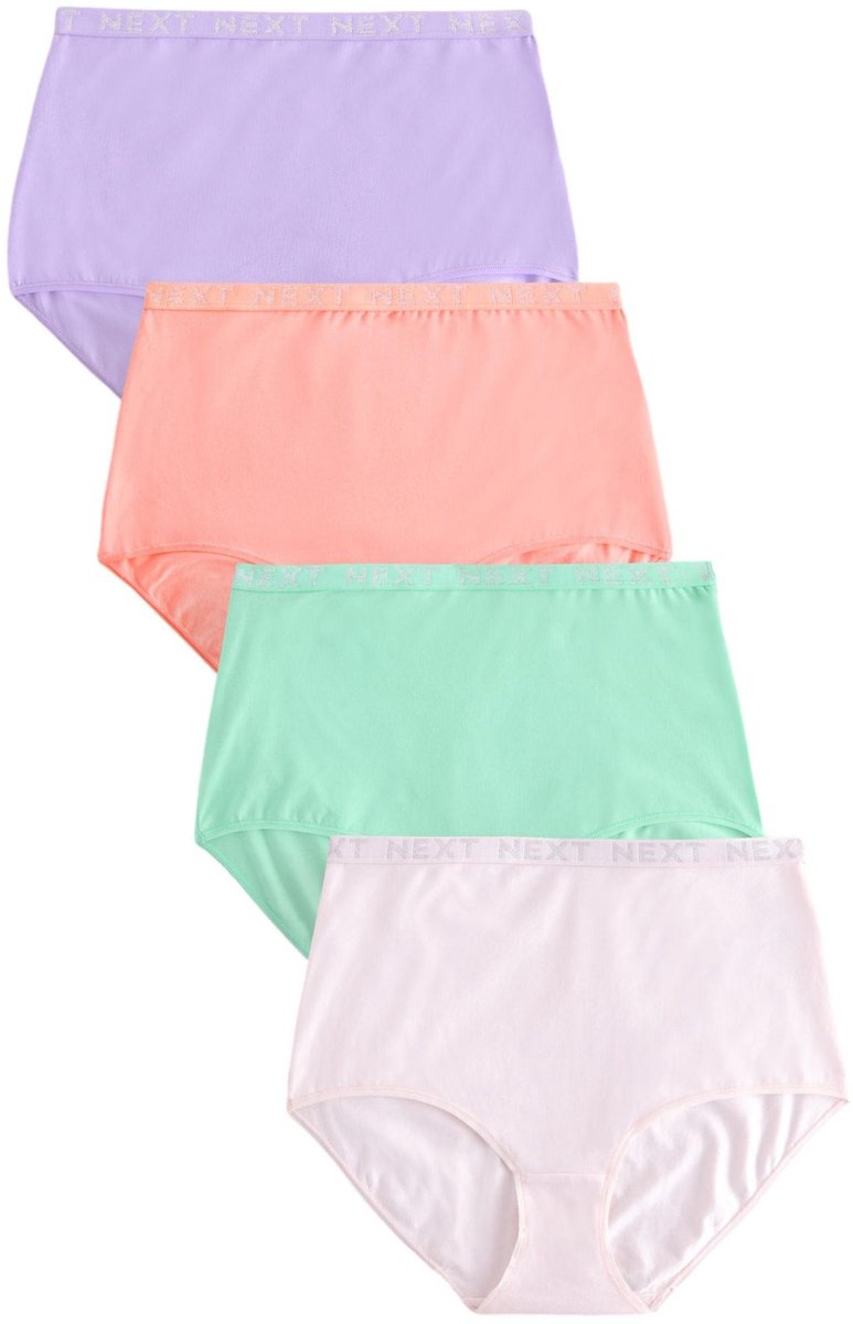 Next - Dames - Set van 4 katoenen slips met volledige bedekking en logo - Roze