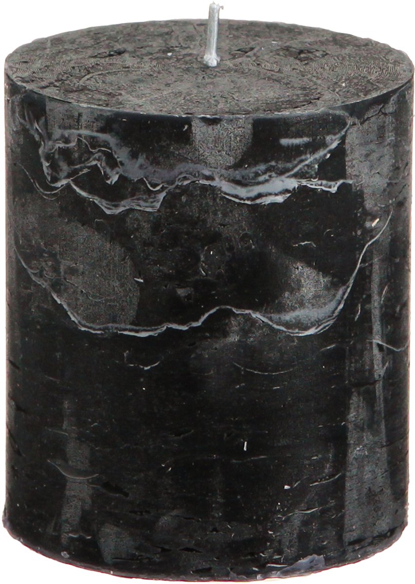 Viana Massieve zwarte pilaarkaarsen 70×80mm, set van 4 - Elegante decoratiev
