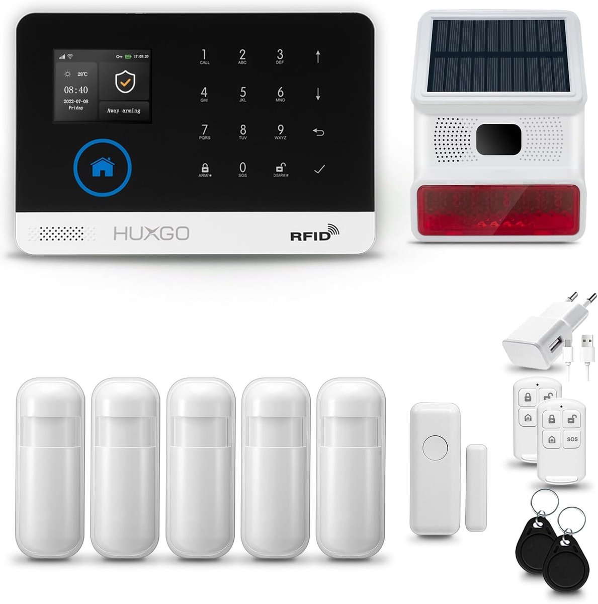 Draadloos Alarm Systeem - Beveiligingskit GSM WiFi - Woning Beveiligen - Dubbele Communicatie - 18.5 x 12.5 cm - Wit