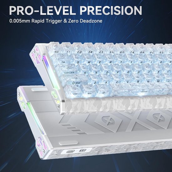 Gaming Toetsenbord - Mechanisch Toetsenbord - Snel Reageren - Hall Effect Schakelaars - 60% Compact - Wit van Merkloos — afbeelding 2