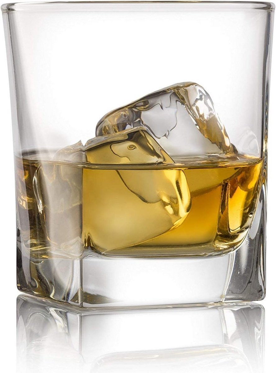 Set van 4 Whiskeyglazen met Granieten Koelstenen voor Old Fashioned en Bourbon