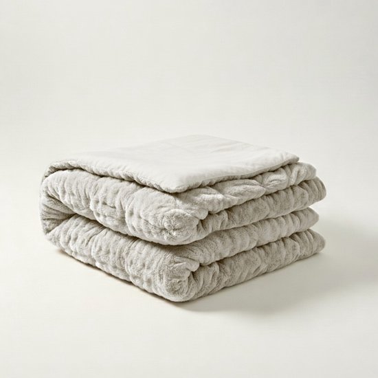 YNOT Dreambed Cloud - Pom Pom Fur Greige - 140x220 - Eenpersoonsdekbed - Dekbed Zonder Overtrek - Dreambed Cloud - Wasbaar Hoesloos Dekbed - 30 dagen proefslapen - Dekbed met vaste overtrek