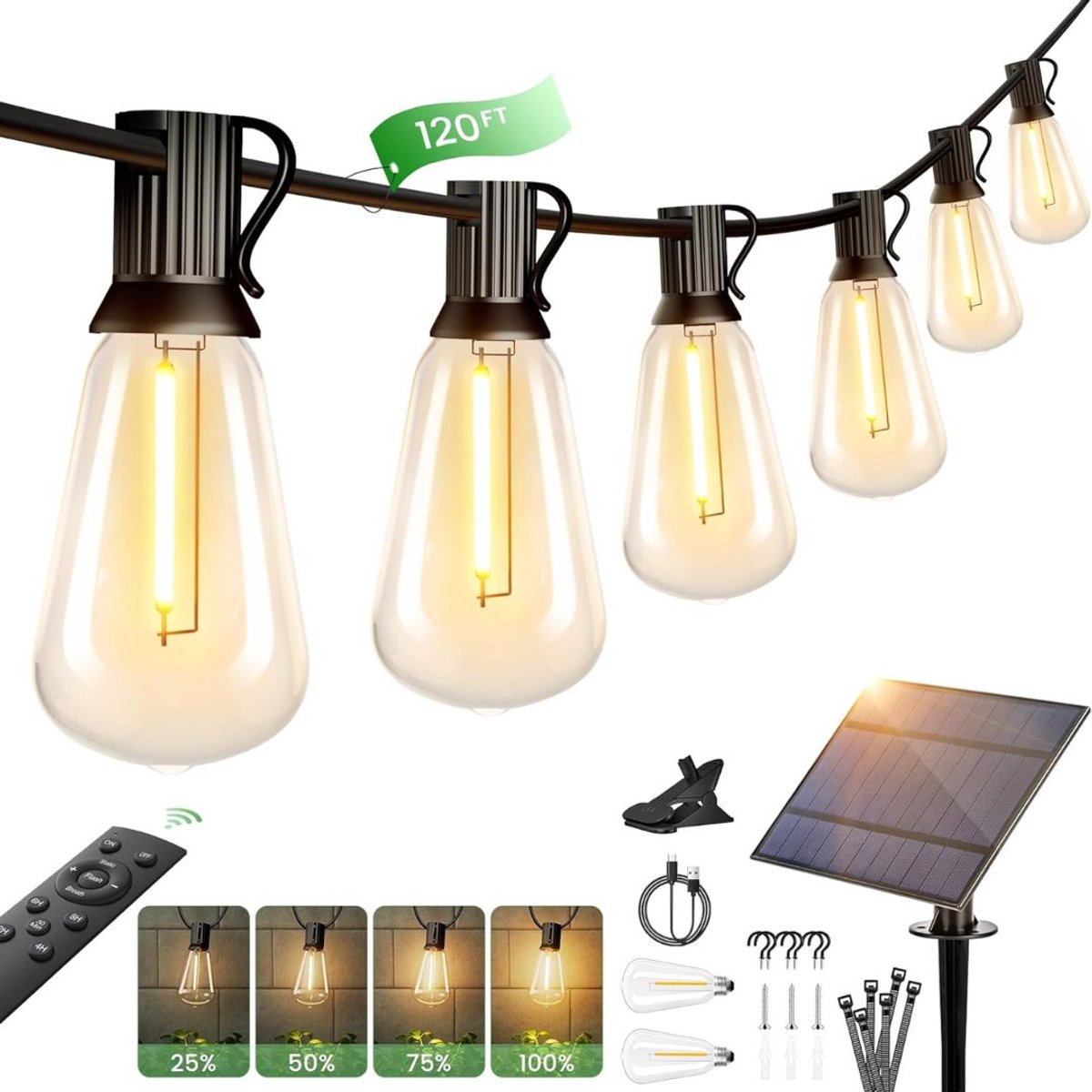CLVP® Tuinverlichting Buiten Lichtsnoeren - Terrasverlichting - Buitenverlichting Sfeer - Zwart