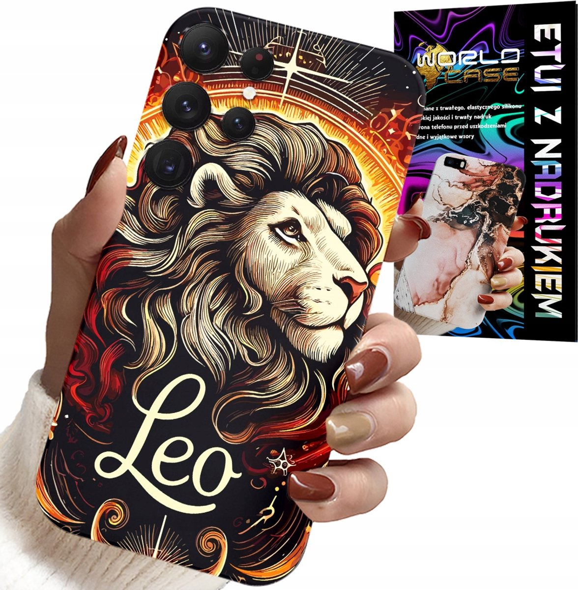 HOESJE VOOR SAMSUNG GALAXY S23 Ultra - LEEUW, STERRENBEELD + FOLIE
