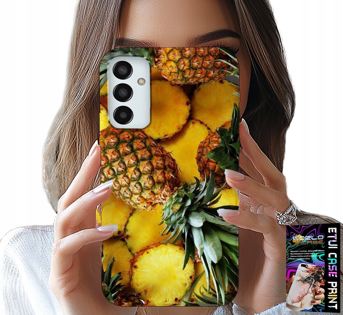 HOESJE VOOR SAMSUNG GALAXY M13 4G - ANANASVORMIGE BEHUIZING + GLAS