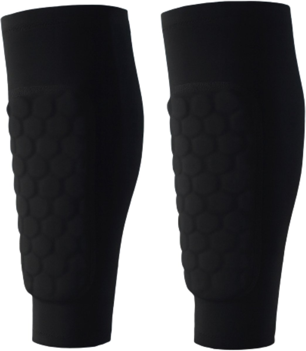 Solfit - Scheenbeschermers Voetbal met Compressie Sleeve – Comfortabele Shin Pad Sleeves – Lichtgewicht en Ademend – Voor Kinderen en Volwassenen – Zwart M - SHINXPAD