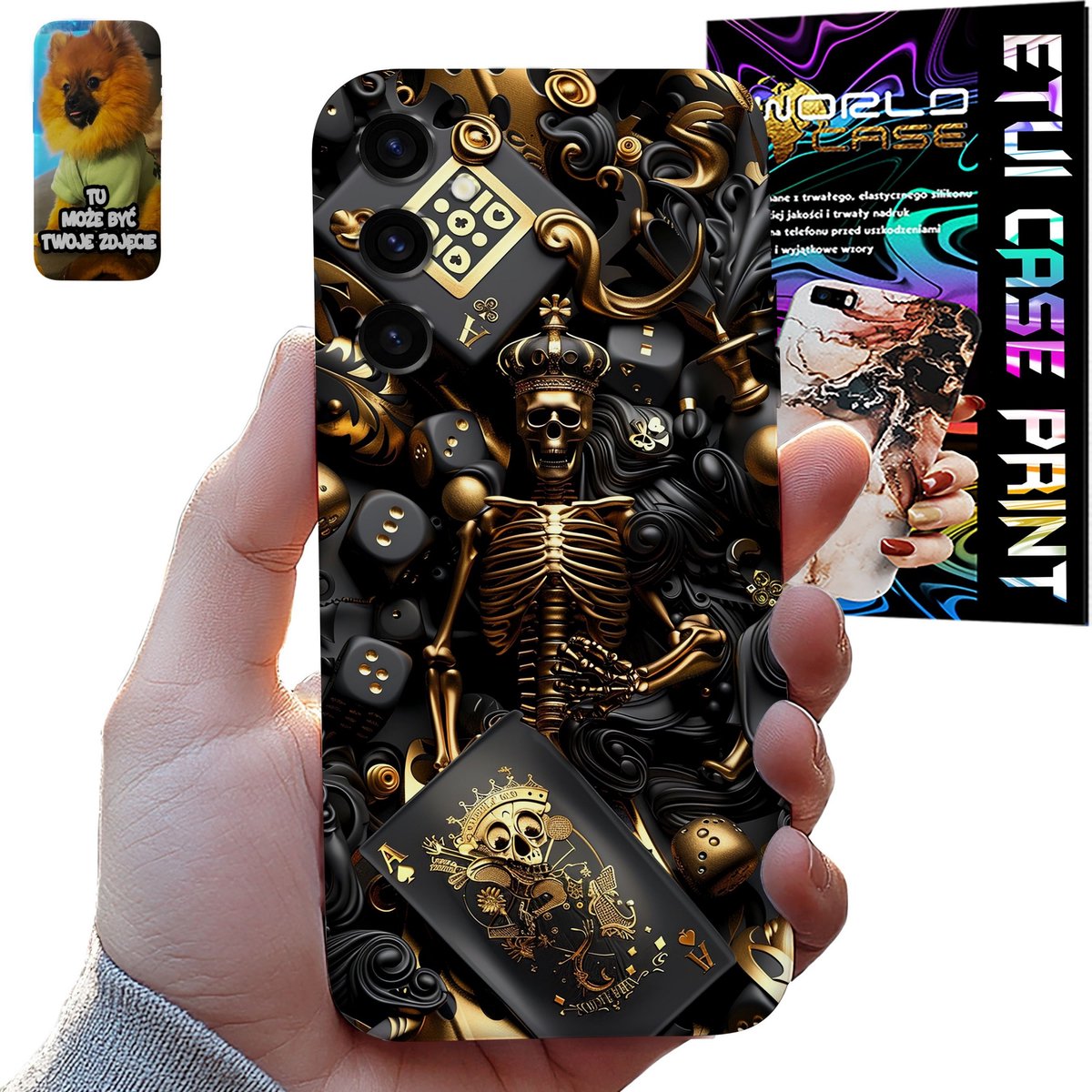Hoesje voor Samsung Galaxy S24 FE: Poker/Casino kaarten, Skeleton King + glas