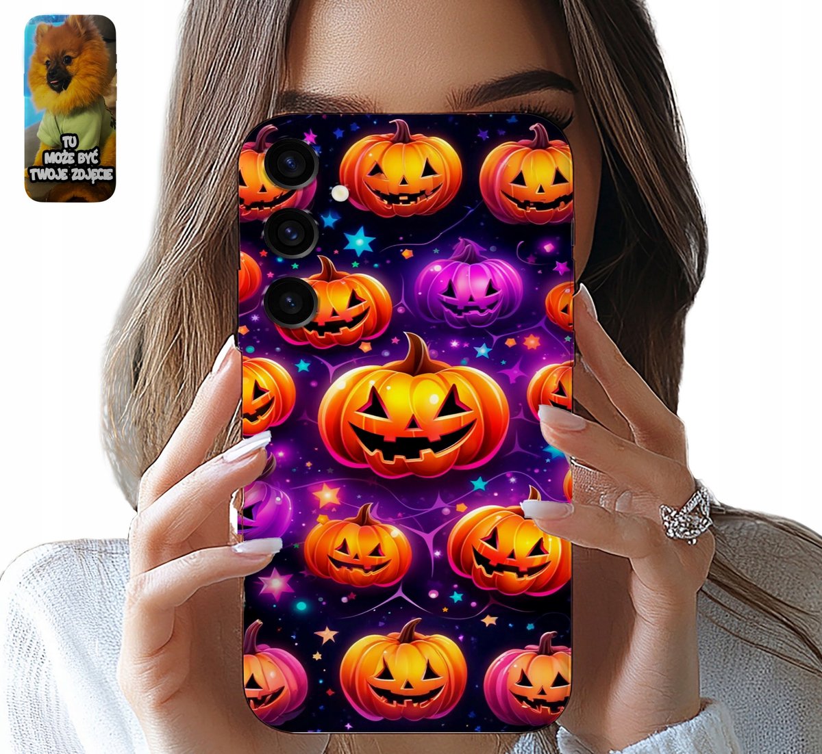 Hoesje voor Samsung Galaxy S24 Halloween Zwarte Kat Pompoen Heks
