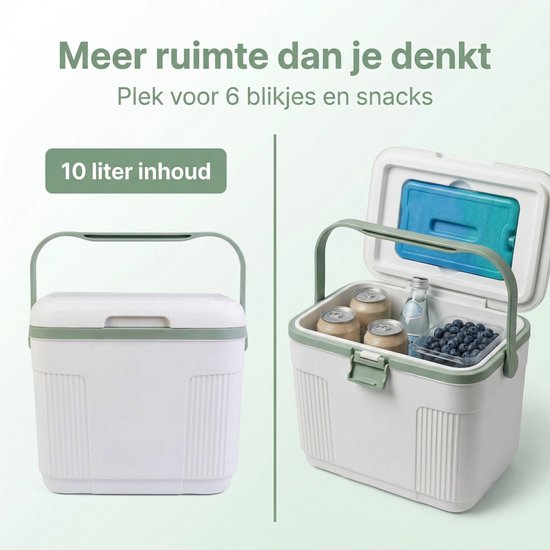 Lomera Koelbox Klein met Koelelement - Draagbaar voor Picknick en Camping - Koelkist - Strand - Outdoor - Frigobox - Vakantie - Festival - Tuin - Buitenleven - Thermobox - Isolatie - Dagje Uit - Auto - Compact - Reizen - BBQ - Zomer van Lomera — afbeelding 3