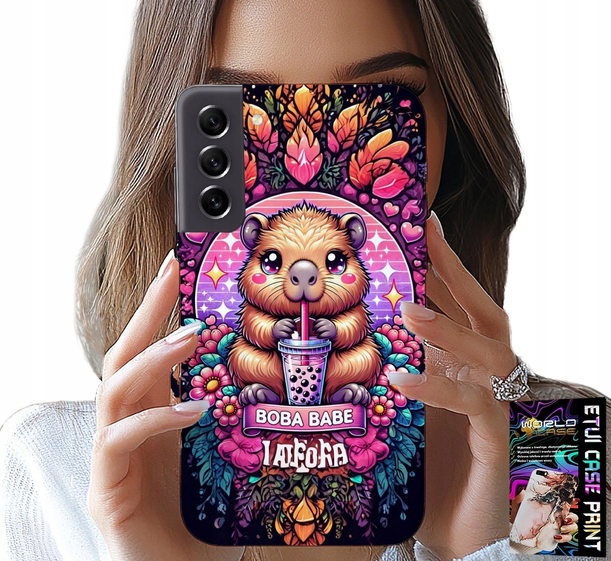 HOESJE VOOR SAMSUNG GALAXY S21 FE - SCHATTIGE CAPYBARA MET SHEIK, SUPER PATRONEN