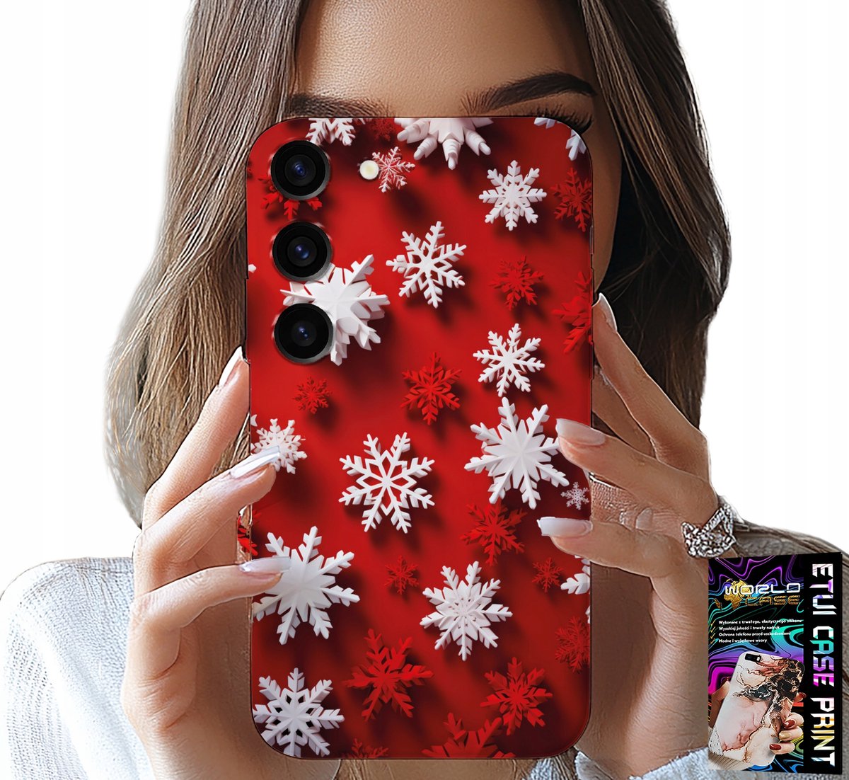 HOESJE VOOR SAMSUNG GALAXY S23 - SNEEUWVLOKKEN, SNEEUW, STERREN, KERST