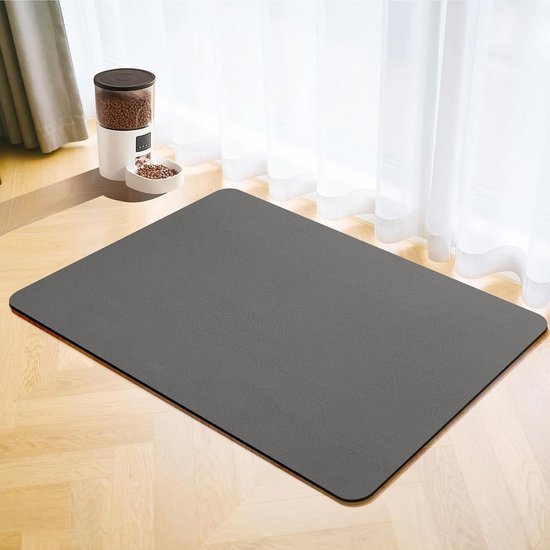 Tapis d'alimentation pour Chiens, Tapis Absorbant pour Animaux de Compagnie, Tapis Antidérapant à Séchage Rapide pour Chats et Chiens sous Gamelles et Abreuvoirs (Gris Foncé, 30x50cm)