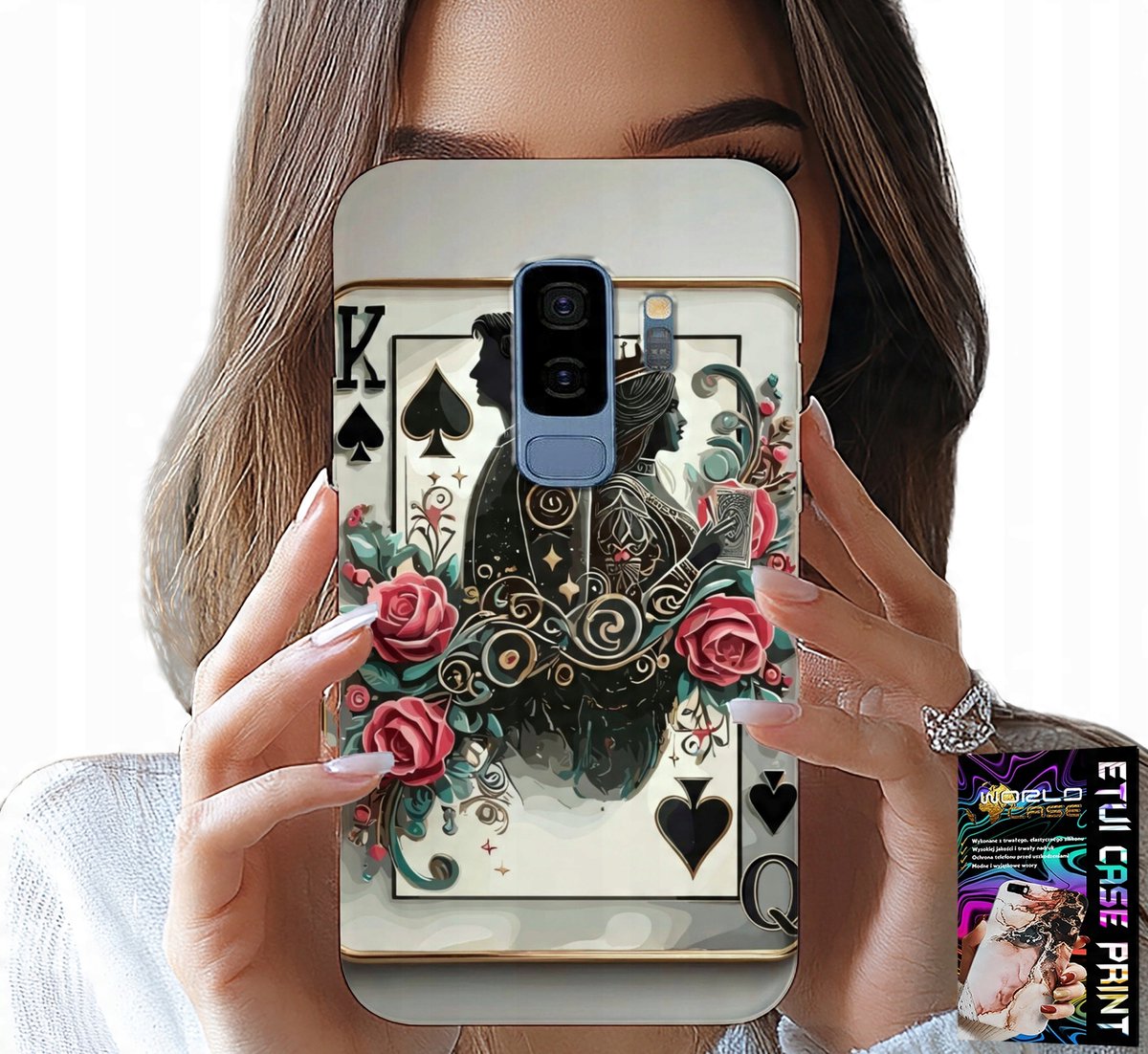HOESJE VOOR SAMSUNG GALAXY S9 PLUS - KING QUEEN POKERKAARTEN + FOLIE