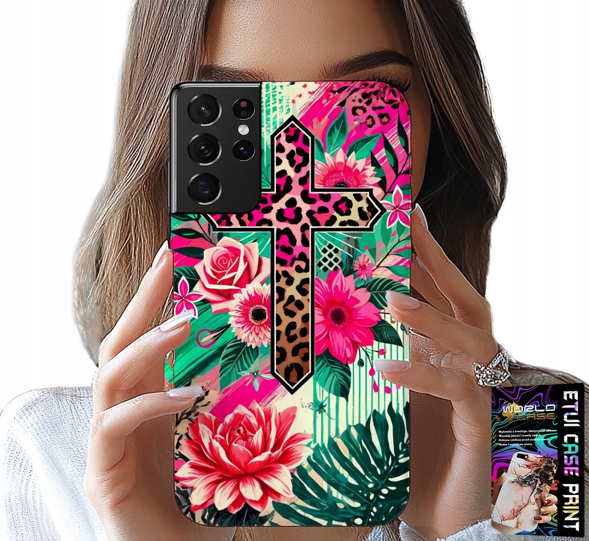 HOESJE VOOR SAMSUNG GALAXY S21 Ultra - KRUIS, ROOS, CHRISTELIJKHEID, JEZUS ACHTERKANT