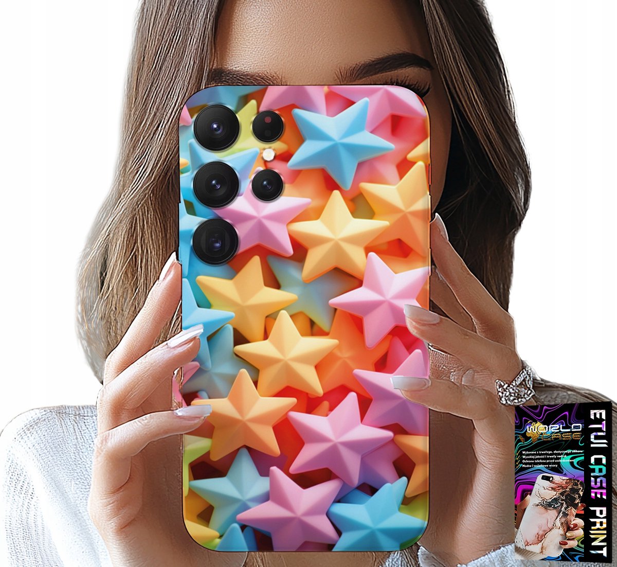 HOESJE VOOR SAMSUNG GALAXY S22 Ultra - KLEURRIJKE STERREN HOESJE + FILM