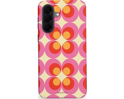 Casetastic hoesje geschikt voor Samsung Galaxy A57 - Dubbellaagse bescherming - Circle boogie - Fashion Case - Roze Rood Zand Okergeel
