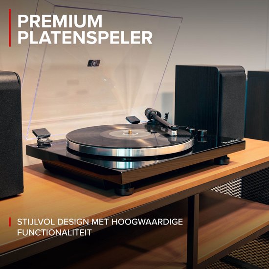 Audizio Toledo premium platenspeler HiFi set met 2 boekenplank speakers - Bluetooth - 80W — afbeelding 2